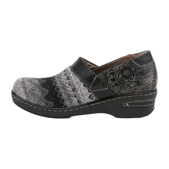 L 'ARTISTE by SPRING STEP Womens' Black Multi Zagabank Leather Clogs Size 5.5 - Picture 4 of 9